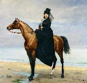 unknow artist Equestrian Portrait of Mademoiselle Croizette Sweden oil painting artist
